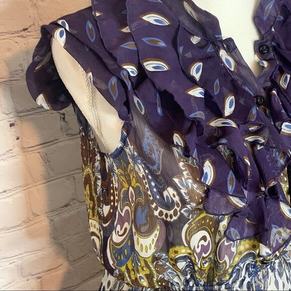 Romeo & Juliet Couture peacock ruffled peplum top - Picture 3 of 9